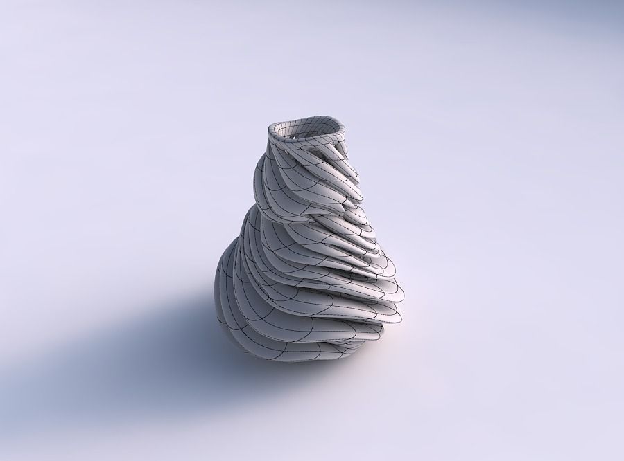 Vase with fat intertwining lines very twisted and tapered 2 wavy 3D print model_5