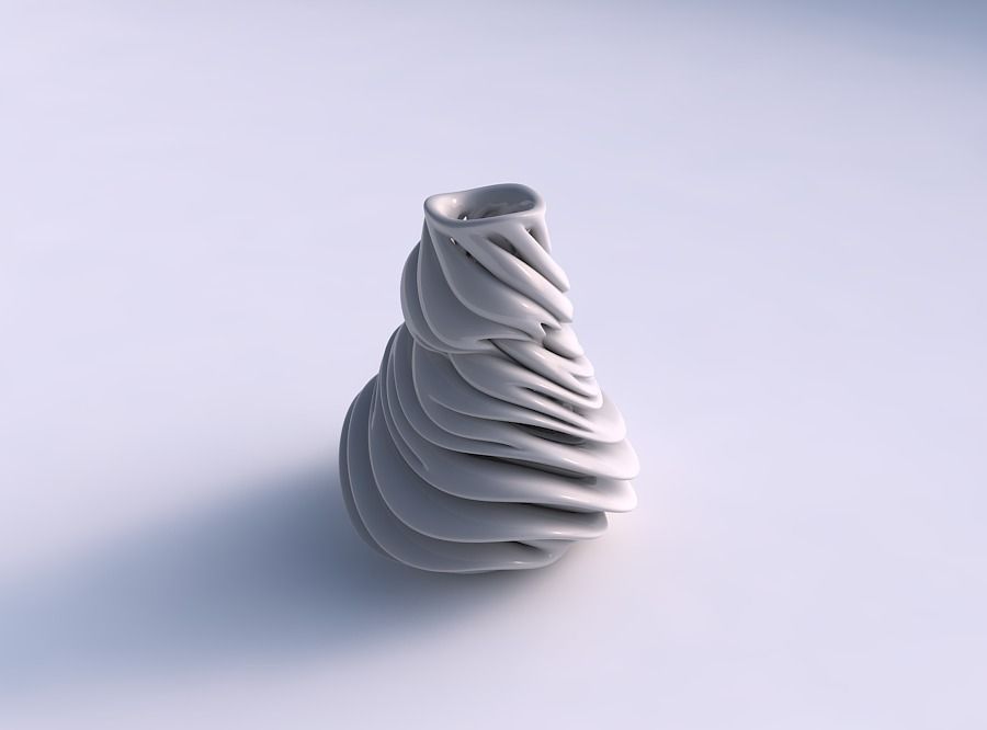 Vase with fat intertwining lines very twisted and tapered 2 wavy 3D print model_0