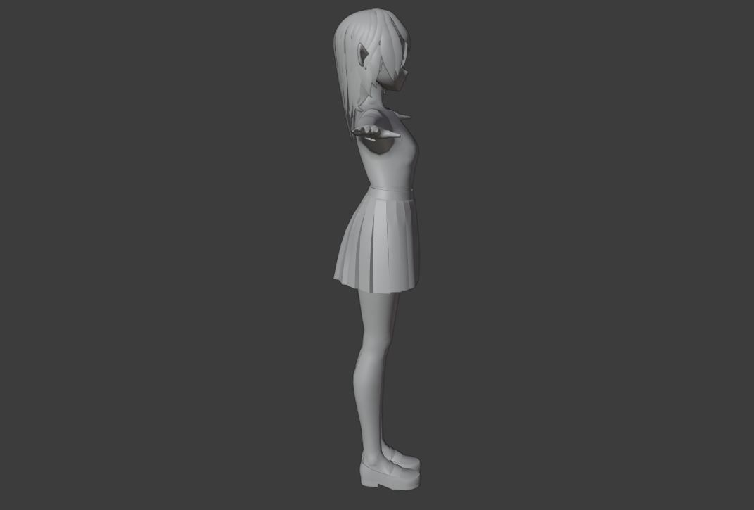 SciFi 3d anime kawaii girl character c25 Low-poly 3D model_12