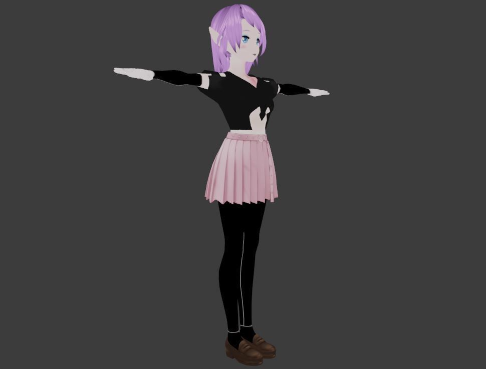 SciFi 3d anime kawaii girl character c25 Low-poly 3D model_2