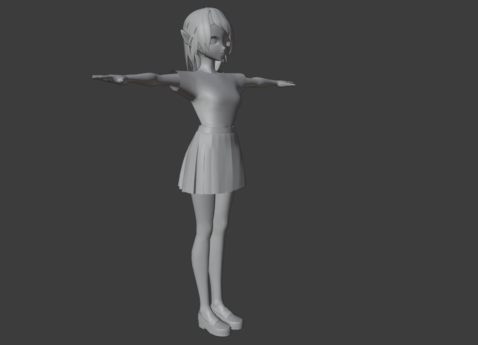 SciFi 3d anime kawaii girl character c25 Low-poly 3D model_11