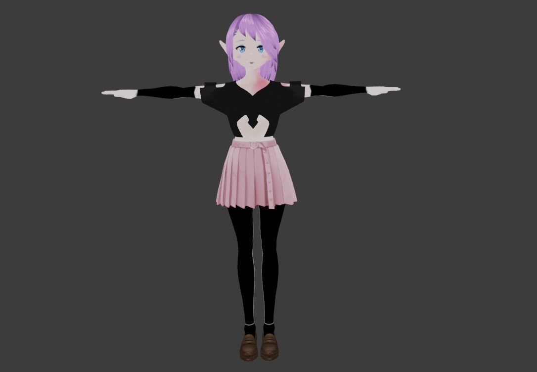 SciFi 3d anime kawaii girl character c25 Low-poly 3D model_1