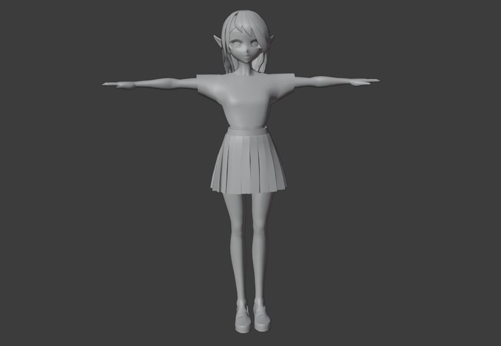 SciFi 3d anime kawaii girl character c25 Low-poly 3D model_10