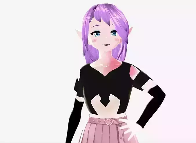 SciFi 3d anime kawaii girl character c25