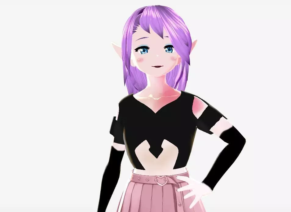 SciFi 3d anime kawaii girl character c25 Low-poly 3D model_0