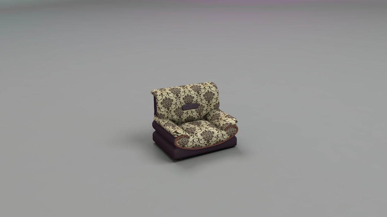 1 sit Pattern sofa- flower 3D model_9