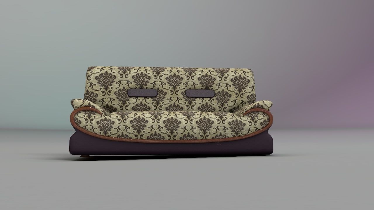 2 sit Pattern sofa - flower 3D model_6