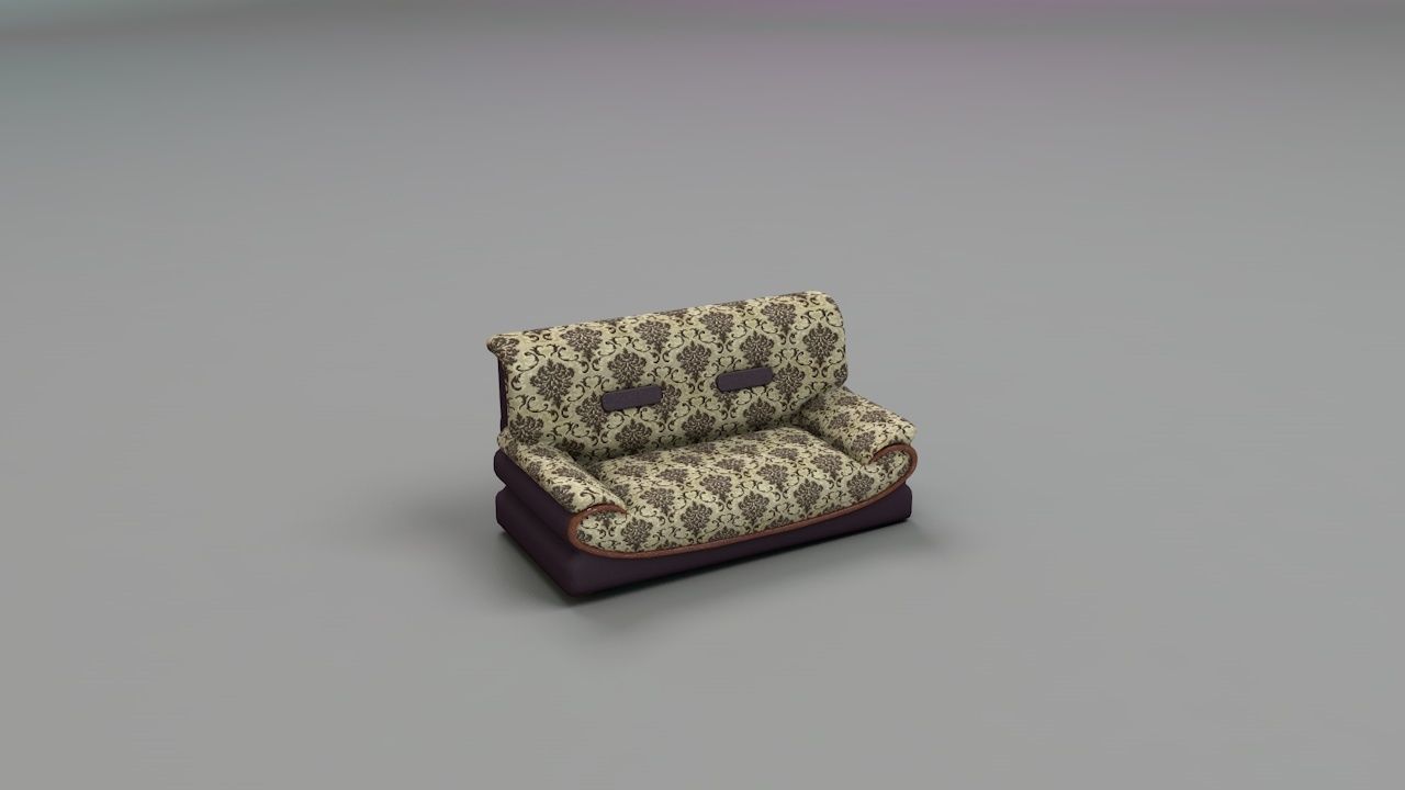 2 sit Pattern sofa - flower 3D model_8