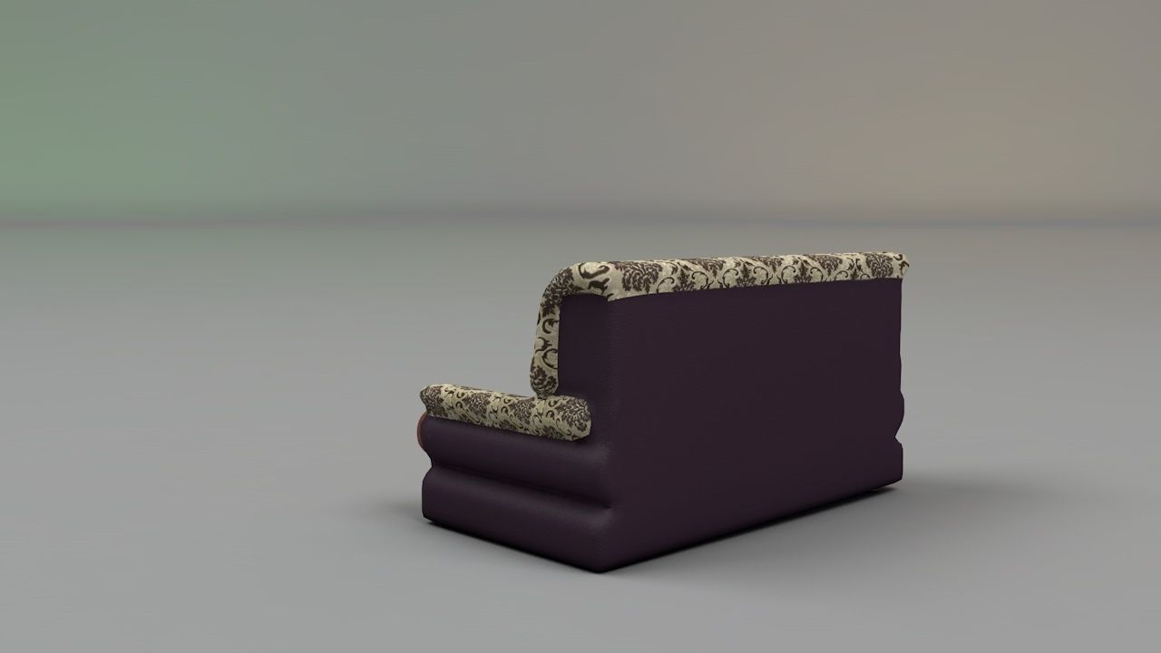 2 sit Pattern sofa - flower 3D model_2