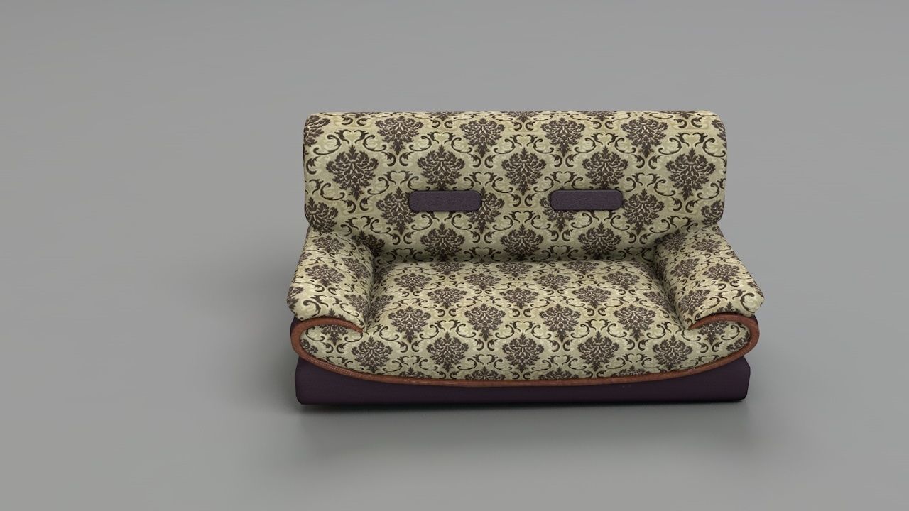 2 sit Pattern sofa - flower 3D model_7