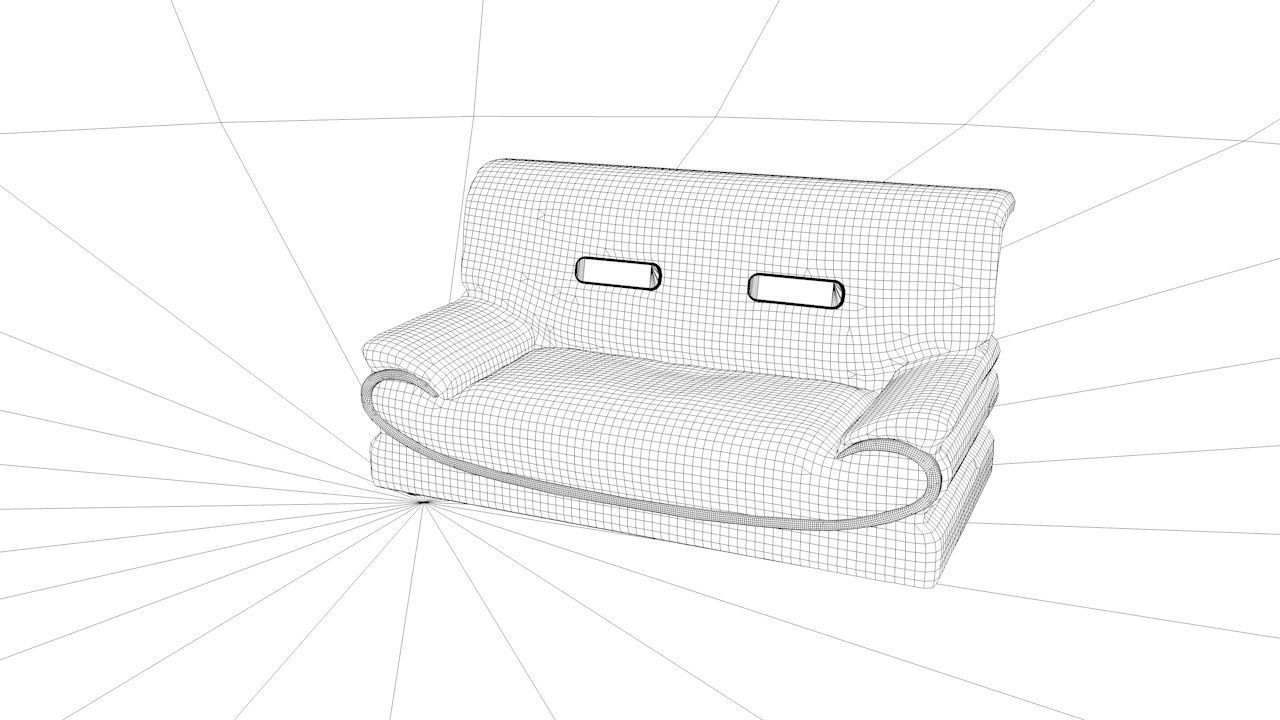 2 sit Pattern sofa - flower 3D model_9