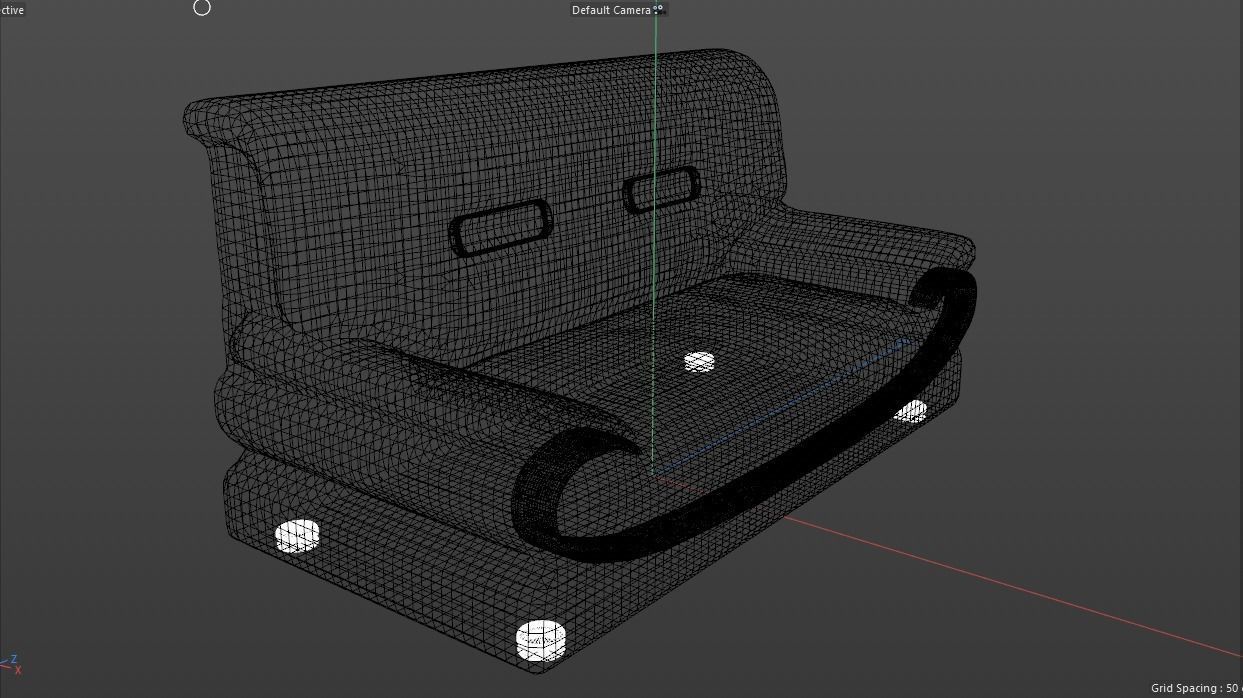 2 sit Pattern sofa - flower 3D model_1