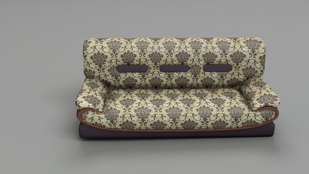 3 sit Pattern sofa - flower 3D model_7