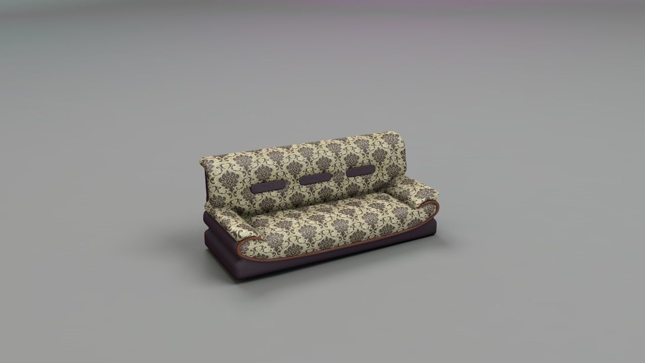 3 sit Pattern sofa - flower 3D model_8