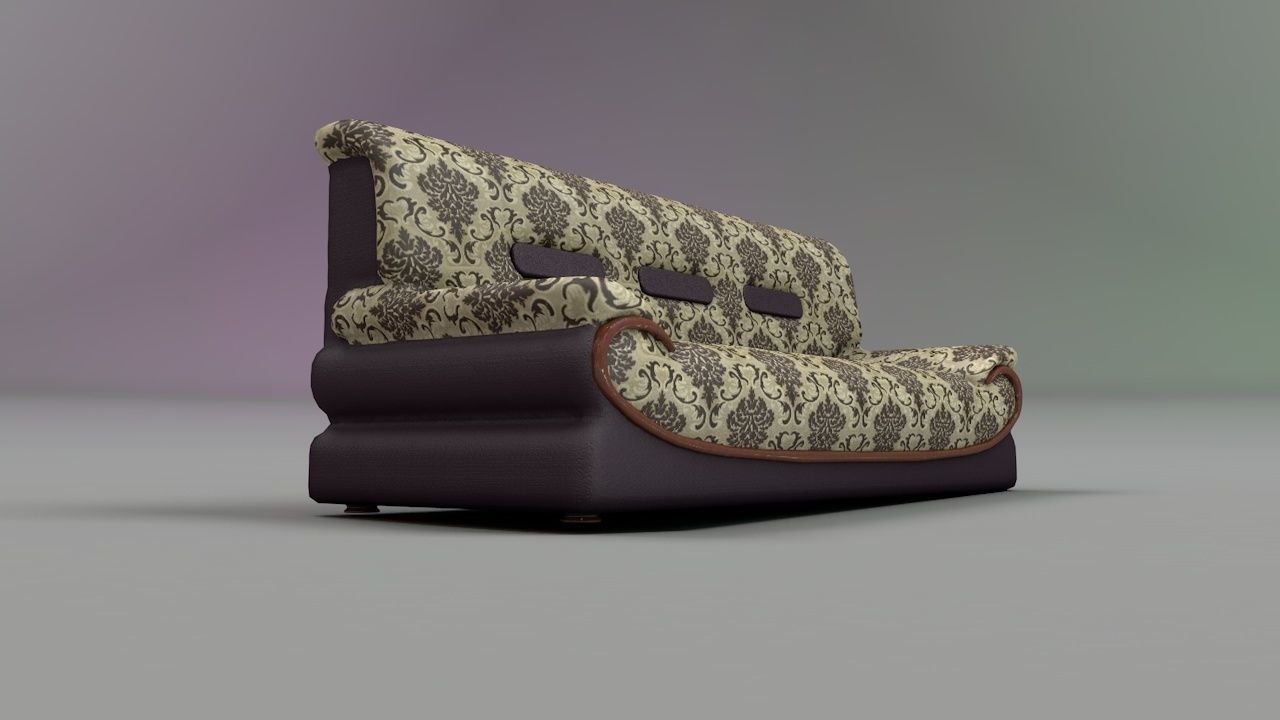 3 sit Pattern sofa - flower 3D model_4