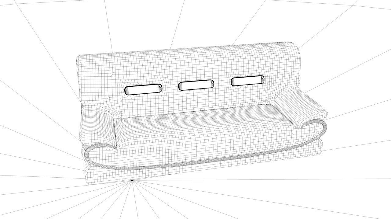 3 sit Pattern sofa - flower 3D model_9