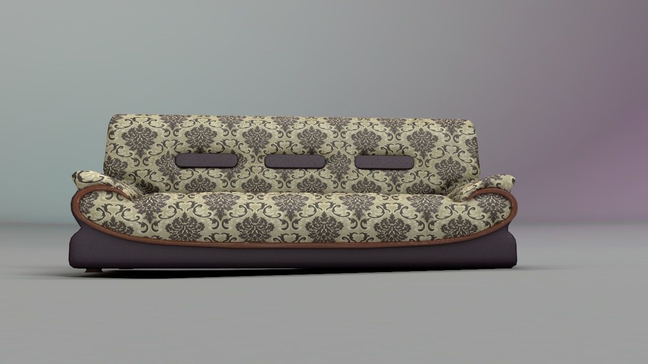 3 sit Pattern sofa - flower 3D model_6