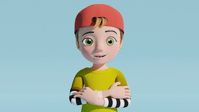 Cartoon Boy Rigged Low-poly 3D model