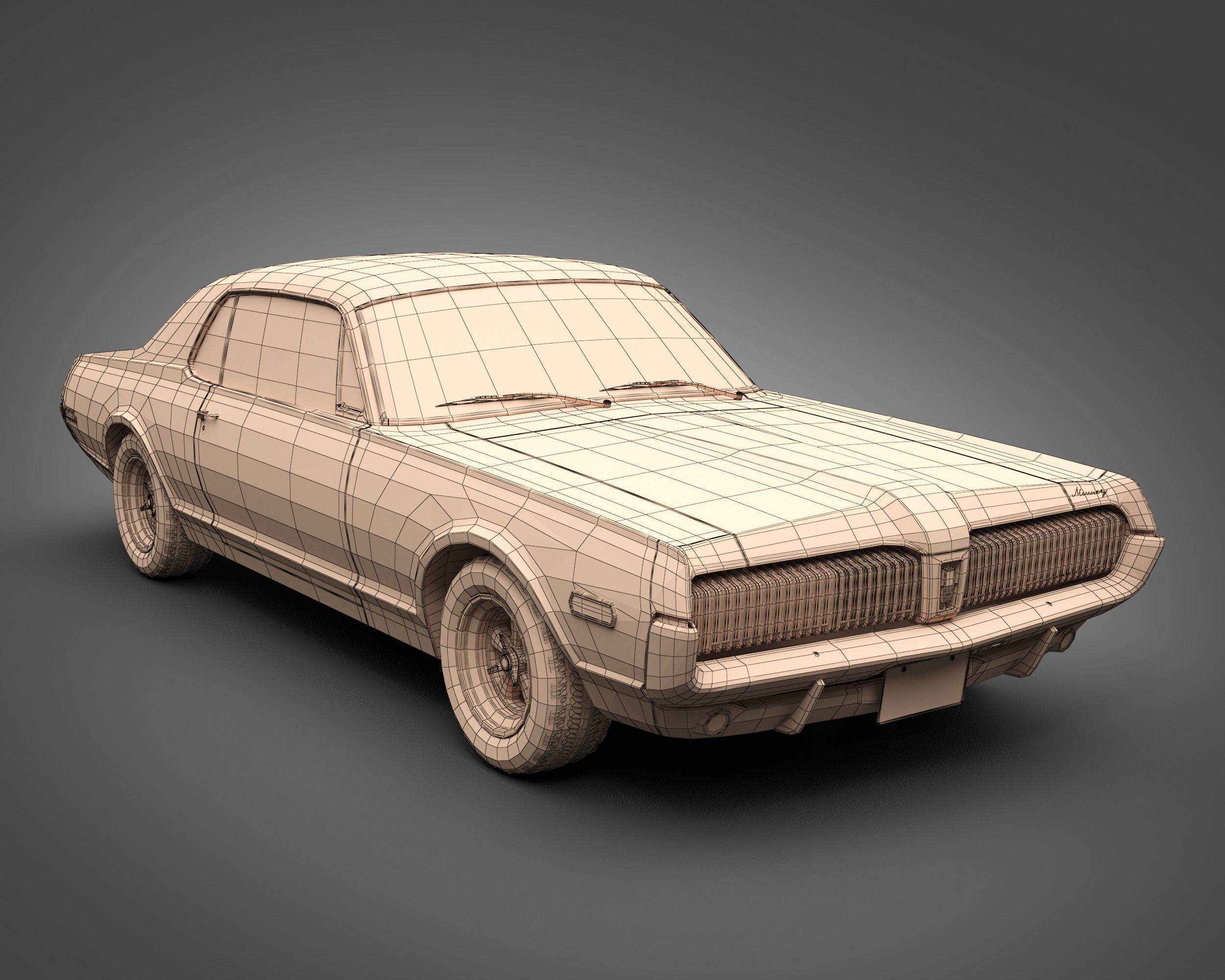 1968 Mercury Cougar 3D model_12
