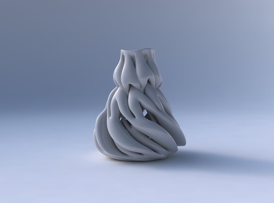 Vase with fat intertwining lines twisted and tapered 2 wavy 3D print model_4