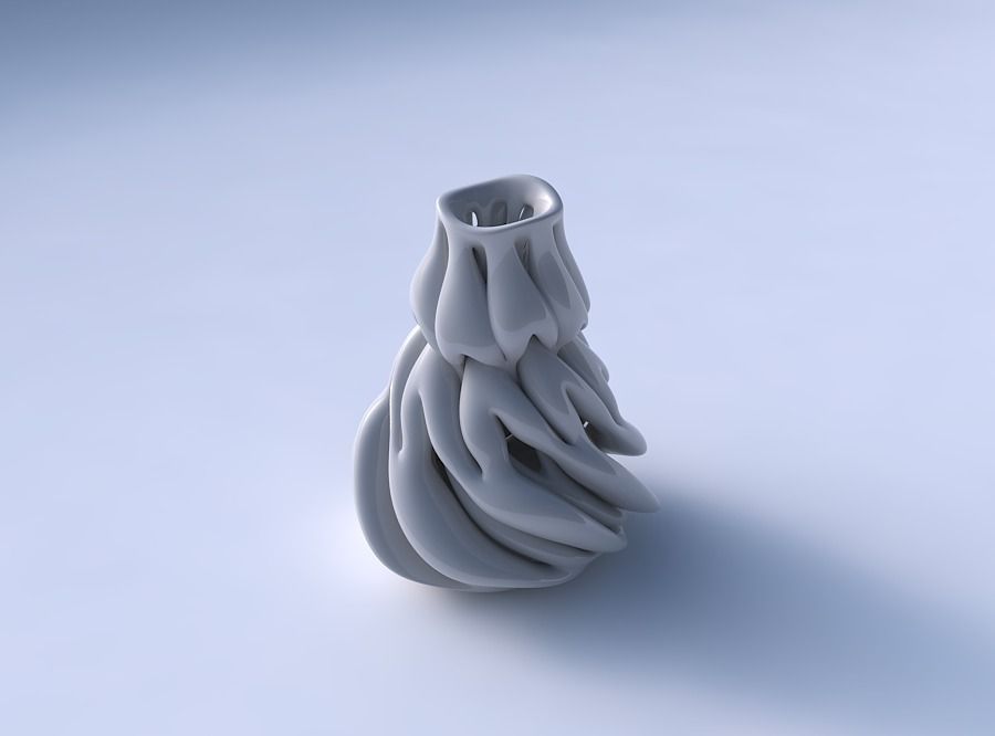 Vase with fat intertwining lines twisted and tapered 2 wavy 3D print model_3