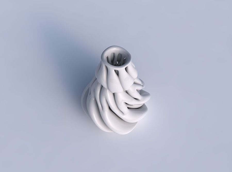 Vase with fat intertwining lines twisted and tapered 2 wavy 3D print model_1