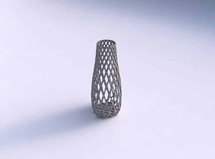 Vase with diagonal grid lattice 3D print model_5