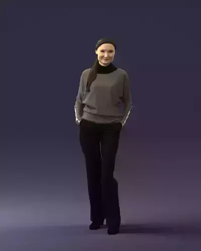 Girl with braid trousers 0515 3D Print Ready