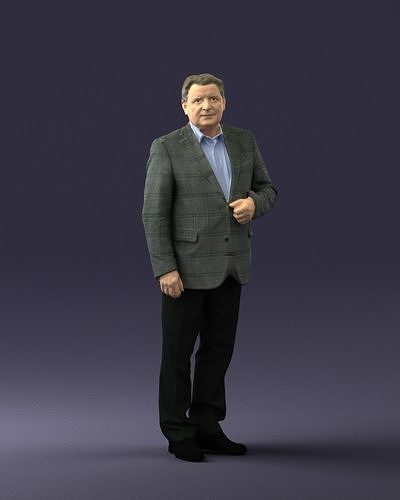 Grandfather plaid gray jacket 0518 3D Print Ready 3D print model