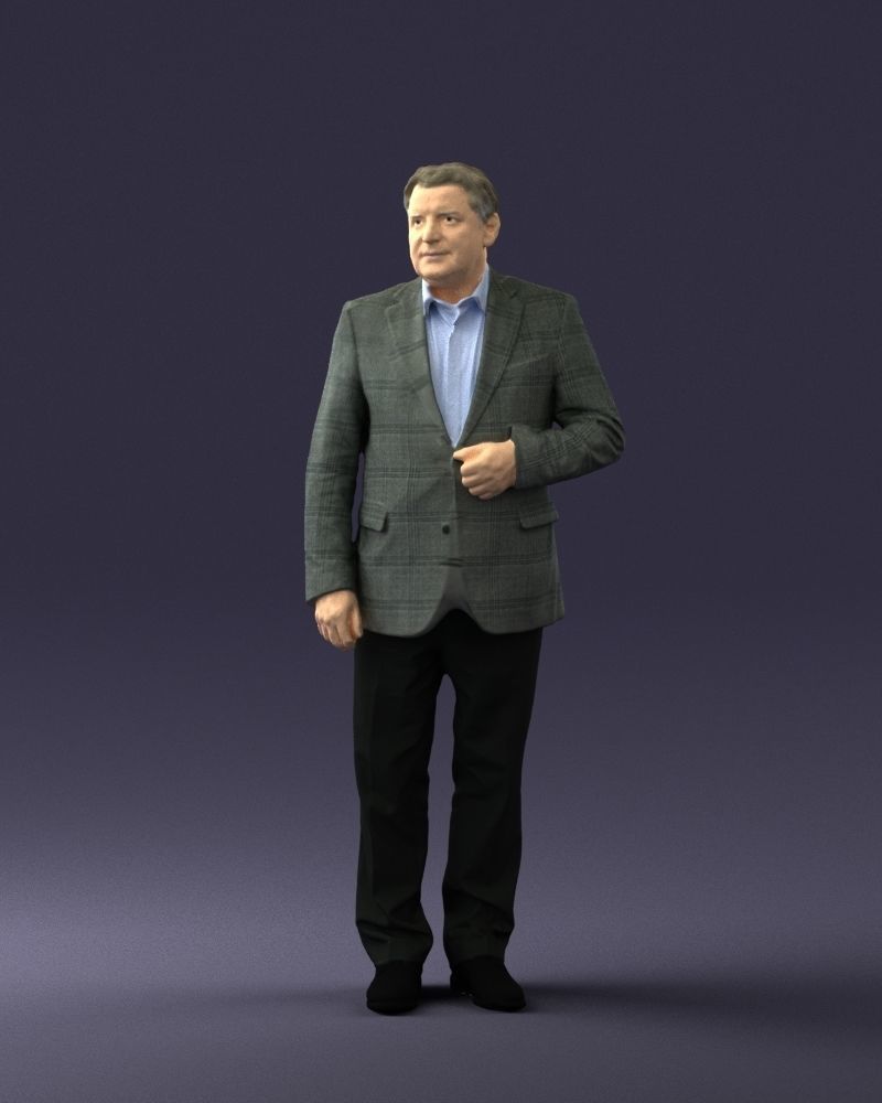 Grandfather plaid gray jacket 0518 3D Print Ready 3D print model_3