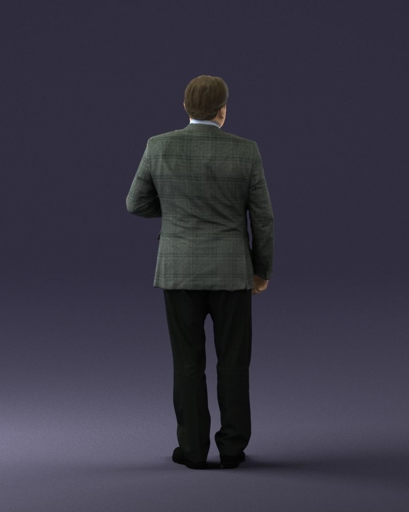 Grandfather plaid gray jacket 0518 3D Print Ready 3D print model_21