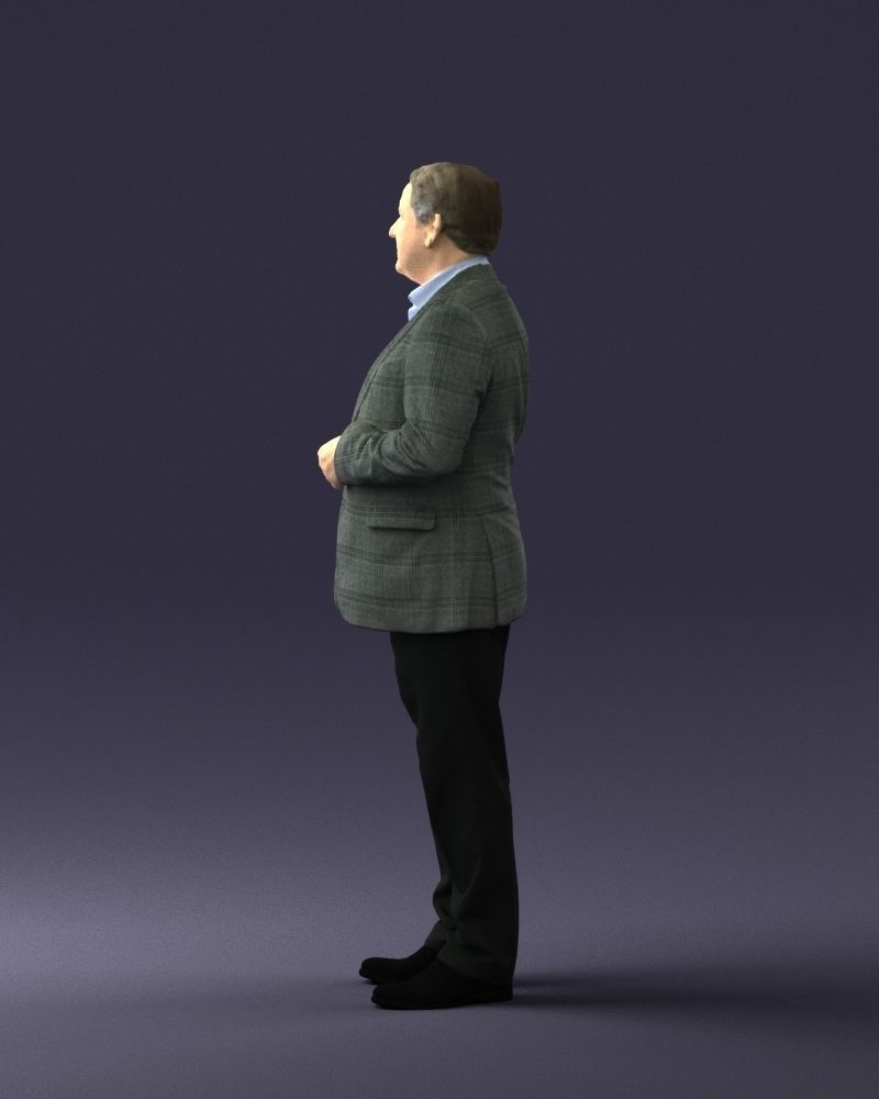 Grandfather plaid gray jacket 0518 3D Print Ready 3D print model_12