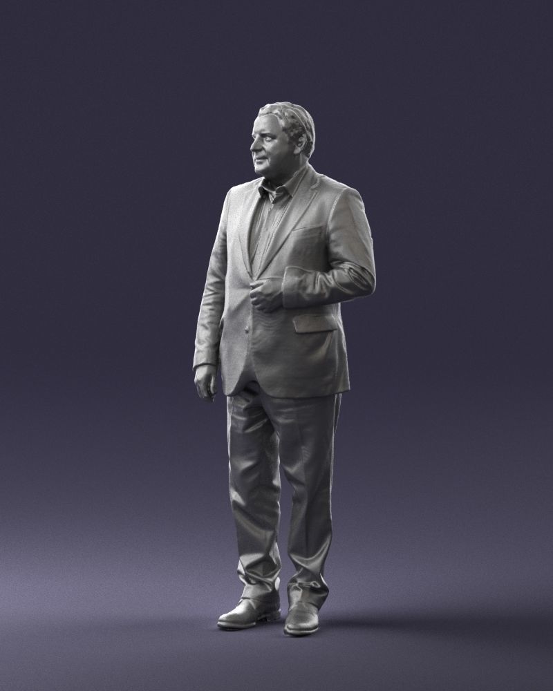 Grandfather plaid gray jacket 0518 3D Print Ready 3D print model_7
