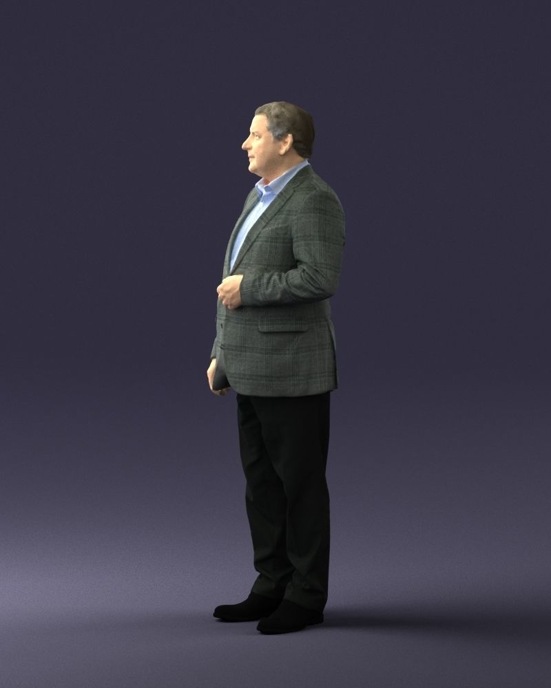 Grandfather plaid gray jacket 0518 3D Print Ready 3D print model_9