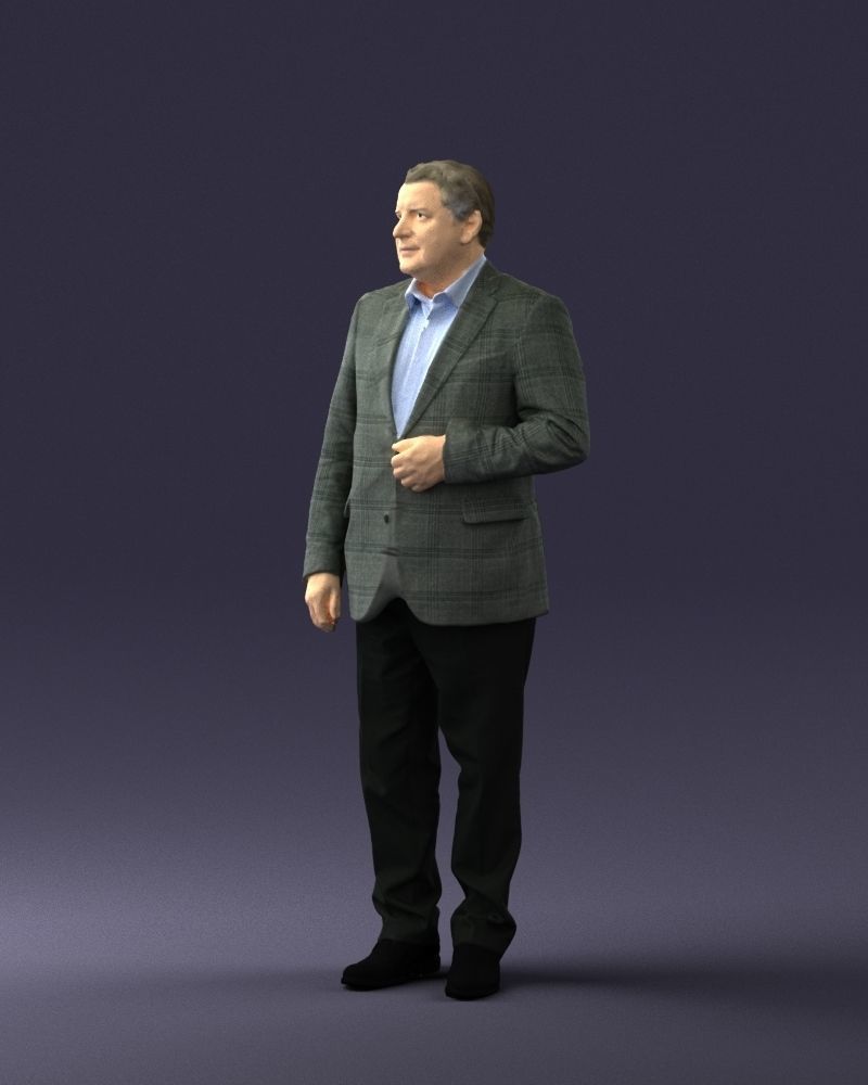 Grandfather plaid gray jacket 0518 3D Print Ready 3D print model_6