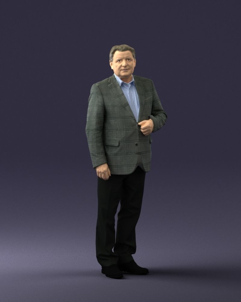 Grandfather plaid gray jacket 0518 3D Print Ready 3D print model_36