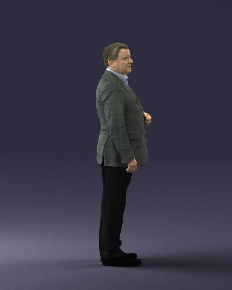 Grandfather plaid gray jacket 0518 3D Print Ready 3D print model_30