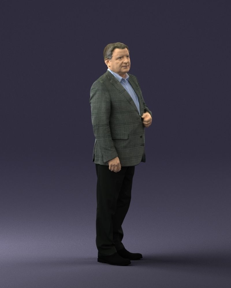 Grandfather plaid gray jacket 0518 3D Print Ready 3D print model_33
