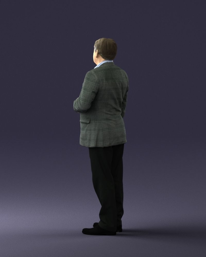 Grandfather plaid gray jacket 0518 3D Print Ready 3D print model_15