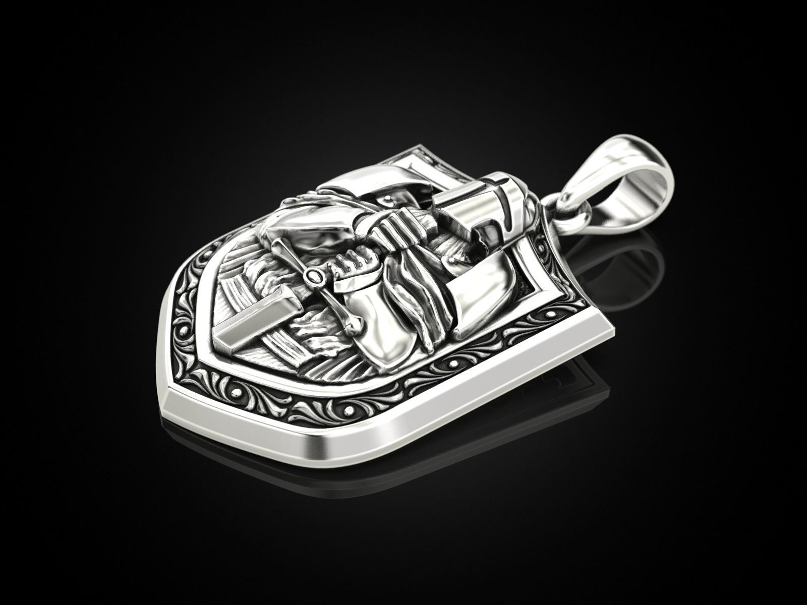 Knight Pendant 3D print model_2