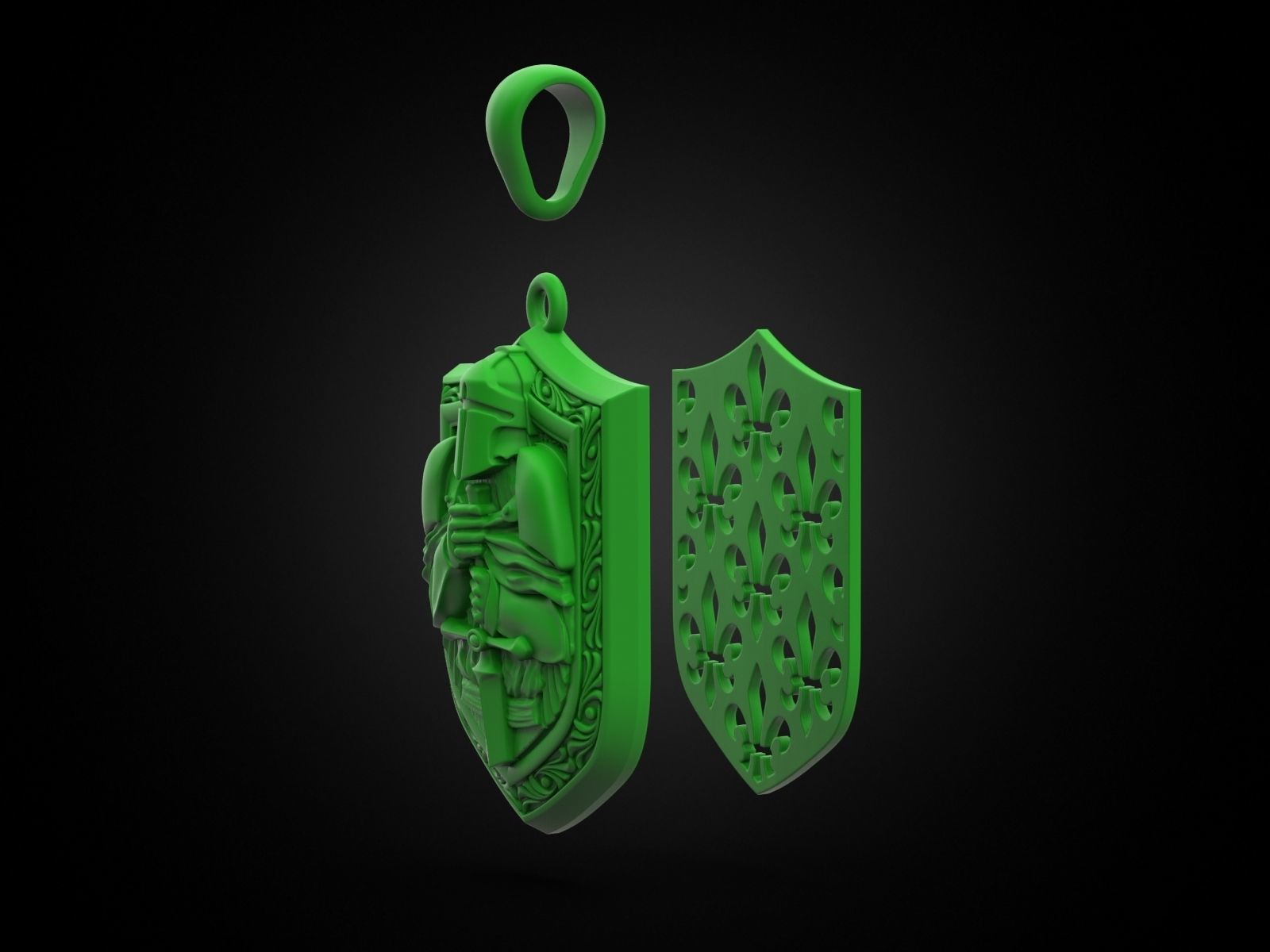 Knight Pendant 3D print model_6