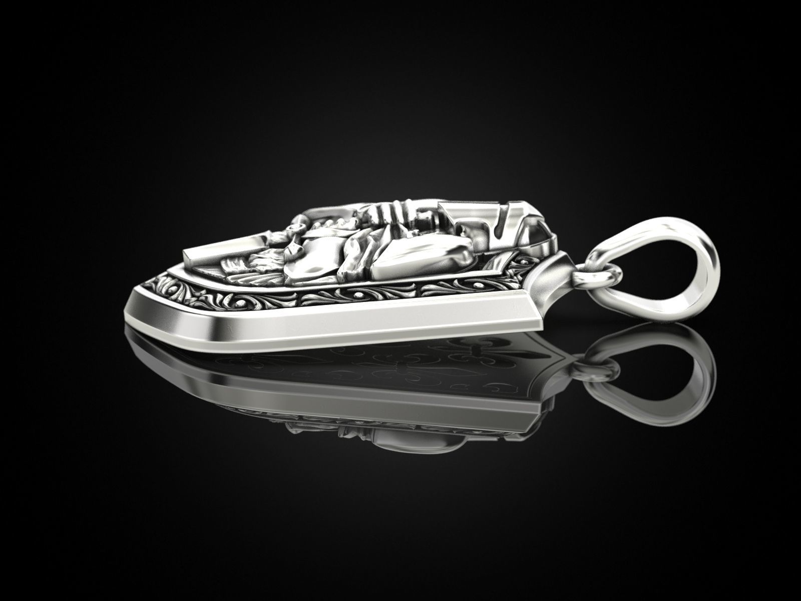 Knight Pendant 3D print model_3