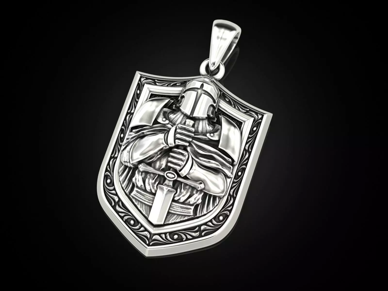 Knight Pendant 3D print model_0