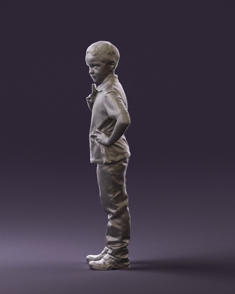 Kid in jeans white shirt 0537 3D Print Ready 3D print model_25