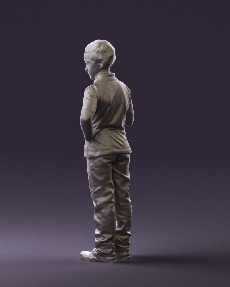 Kid in jeans white shirt 0537 3D Print Ready 3D print model_22
