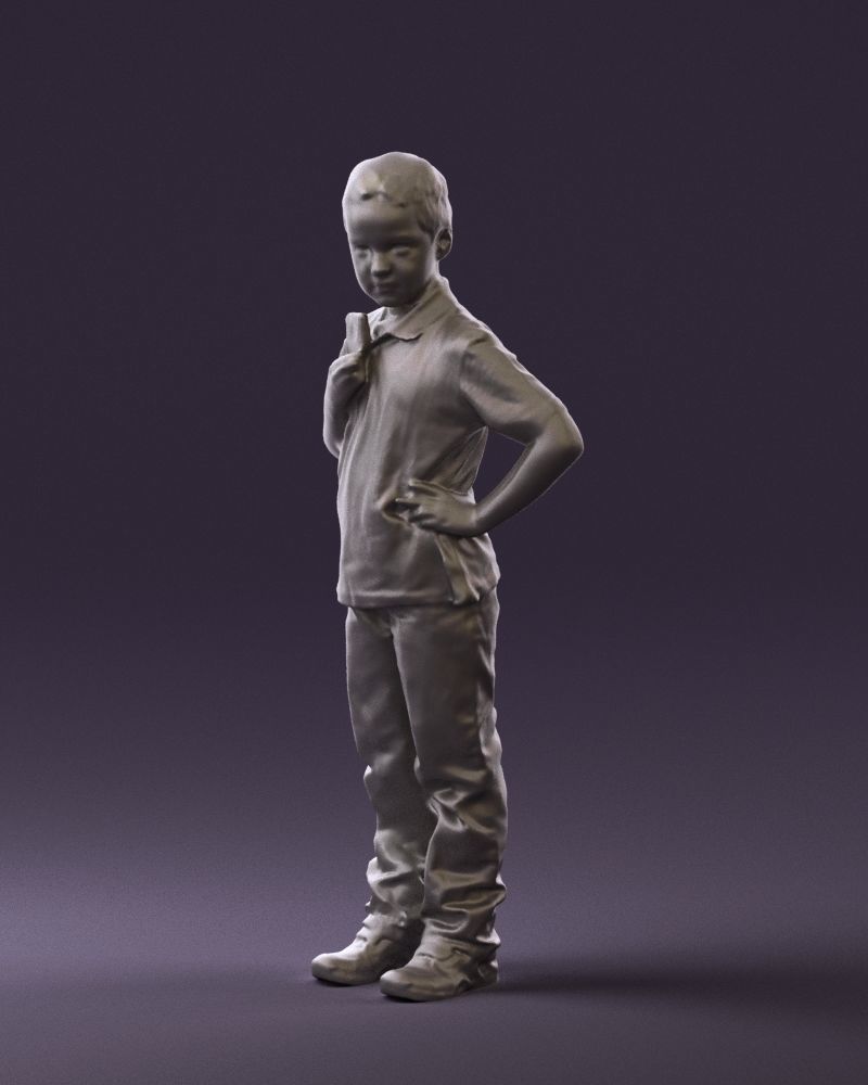 Kid in jeans white shirt 0537 3D Print Ready 3D print model_28