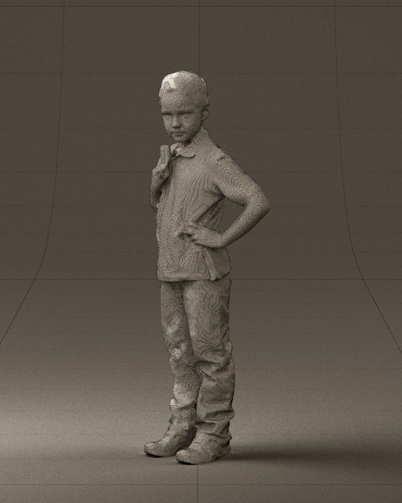 Kid in jeans white shirt 0537 3D Print Ready 3D print model_29
