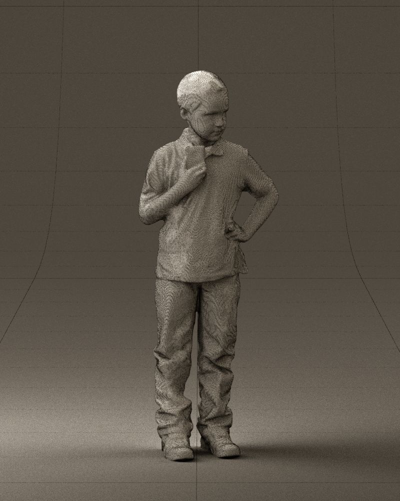 Kid in jeans white shirt 0537 3D Print Ready 3D print model_5