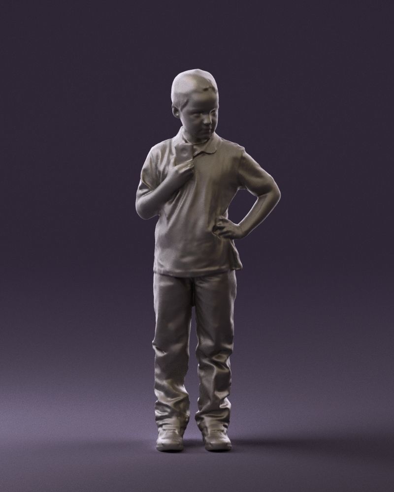 Kid in jeans white shirt 0537 3D Print Ready 3D print model_34