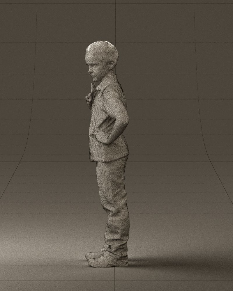 Kid in jeans white shirt 0537 3D Print Ready 3D print model_26